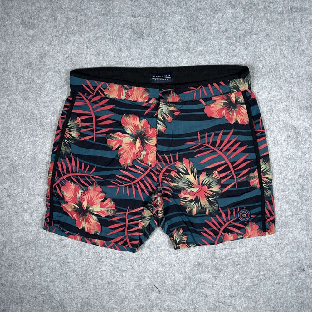 Scotch & Soda Swimwear Shorts Mens Medium Multicolor Floral Paradise Beach Trunk